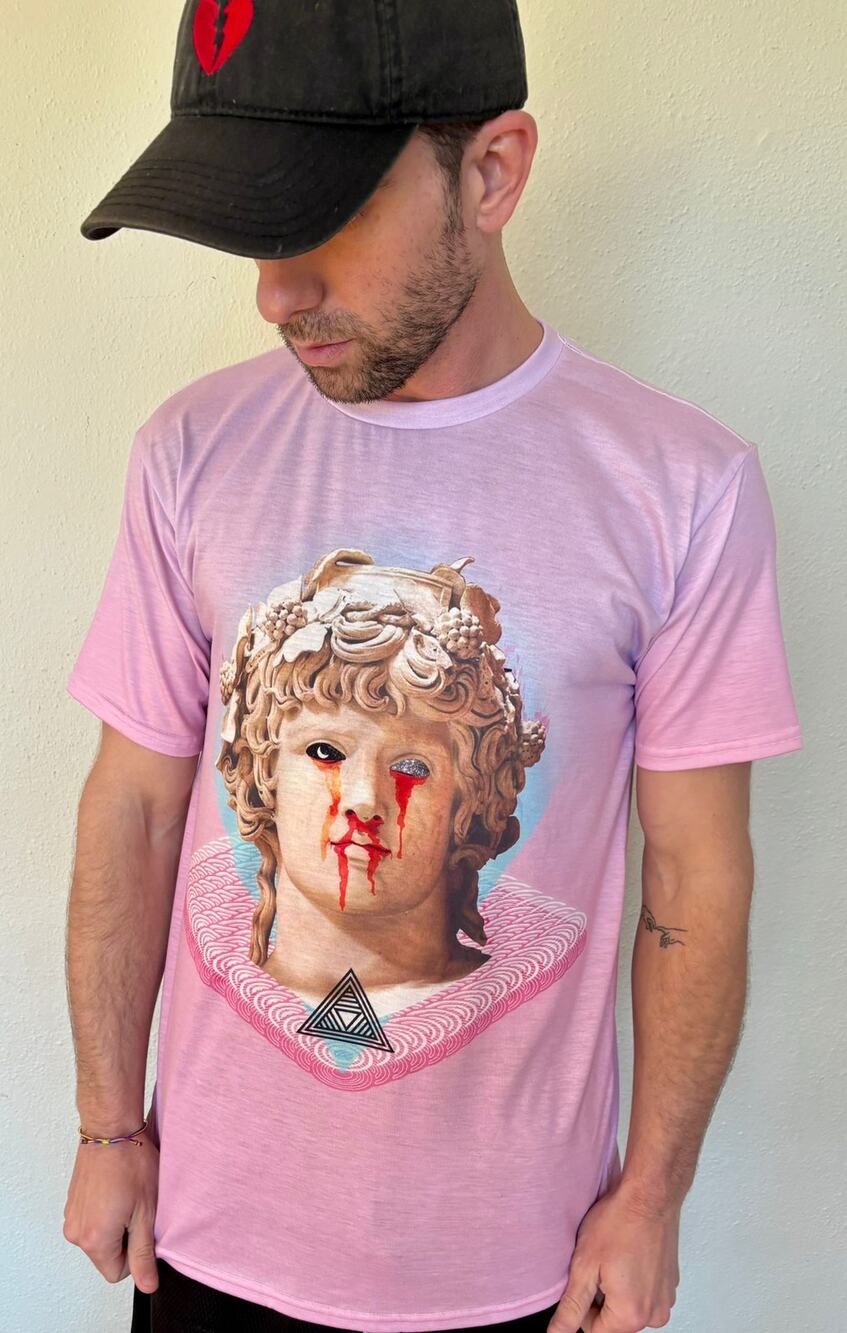 Vapor 95 Tee Mens Small Colorful Pink Graphic Made in USA Dopamine Art to Wear